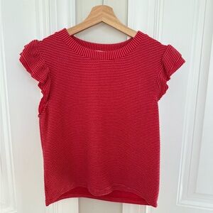 Moa Moa Mini Striped Ruffle Flutter Sleeve Top